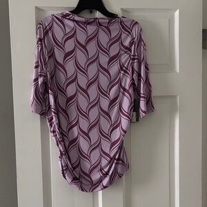 Worthington Lavender & Plum Wave-Print Blouse